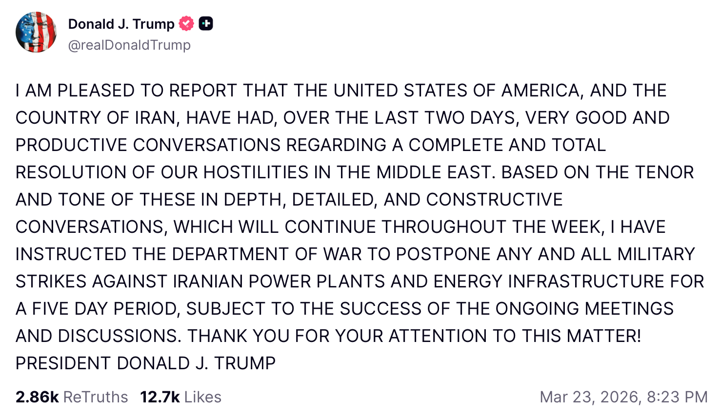 トランプ大統領のSNS全文